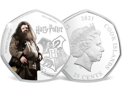 Monnaie heptagonale colorisée & argentée à l’argent pur «Harry Potter - Hagrid»