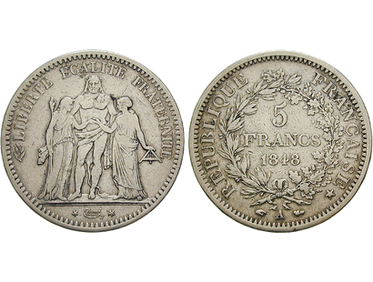 Frankreich, 5 Francs, 1848-1849, II. Republik