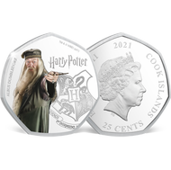 Bild: Monnaie heptagonale colorisée & argentée à l’argent pur «Harry Potter - Dumbledore»