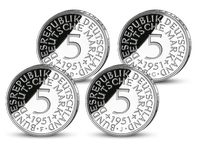 5 DM-Silber-Kursmünzen 1951 und 1974