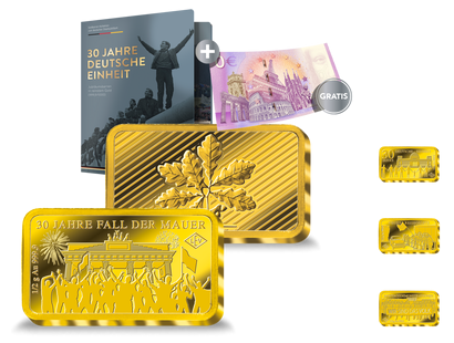 „30 Jahre Fall der Mauer“ – Barren aus reinstem Gold (999,9/1000)!