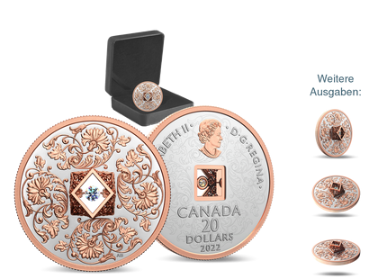 Kanada 2022: Silbermünze mit Diamant und Roségold "Sparkle of the Heart"