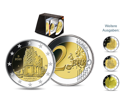 Die neueste offizielle deutsche 2-Euro-Gedenkmünze "Hamburg" 2023 zum Vorteilspreis - Ihr Start in die Sammlung der deutschen 2-Euro-Gedenkmünzen