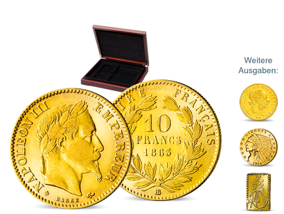 150 Jahre alte Original-Goldmünze ''Kaiser Napoleon III.'' 