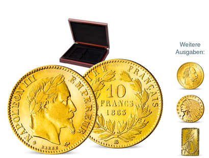 150 Jahre alte Original-Goldmünze ''Kaiser Napoleon III.'' 
