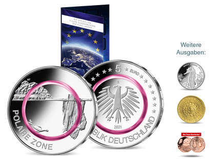 5-Euro-Münze ''Polare Zone'' mit Polymer-Ring