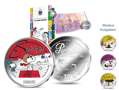 Die offiziellen Silberausgaben "70 Jahre Peanuts" - Ihr Start: "Snoopy"!