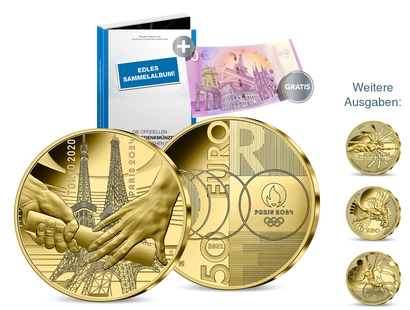 Die offiziellen Gold-Gedenkmünzen der Olympischen Spiele Paris 2024
