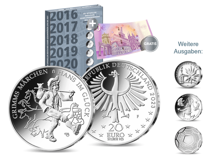 Die offizielle deutsche 20-Euro-Gedenkmünze "Grimms Märchen: Hans im Glück" aus massivem Silber - Ihr Start in die Sammlung der offiziellen deutschen Silber-Gedenkmünzen ab 2016