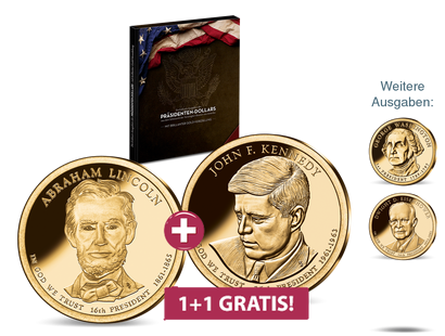 Die Präsidenten Dollars der USA - Start: 2 für 1: Lincoln + Kennedy