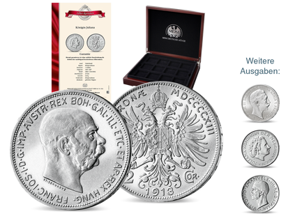 Kollektion 12 historischer Silber- − münzen berühmter Kaiser und Könige