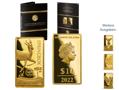 Gold-Barrenmünzen-Kollektion "Most Famous Bullion Bars Collection"