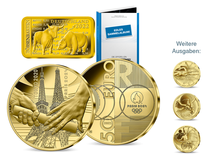 Die offiziellen Gold-Gedenkmünzen der Olympischen Spiele Paris 2024