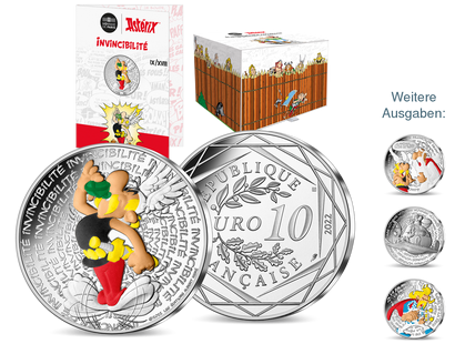 10-Euro-Silbermünze "Asterix - Unbesiegbarkeit" mit Farbveredelung