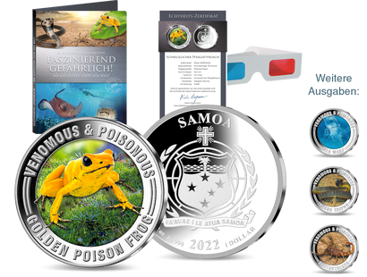Einzigartige Silbermünzen mit 3D-Druck "Die giftigsten Tiere der Welt"