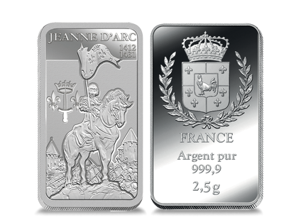 Lingot en argent pur «Jeanne d'Arc à Cheval» 