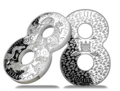 Monnaie de 5 Dollars en argent pur «Lucky 8- Année du Dragon» 2024