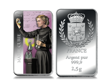Lingot en argent le plus pur Marie Curie (1867 - 1934)