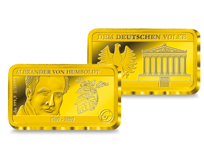 Premium Feingoldbarren in 1/100 Unze: Alexander von Humboldt