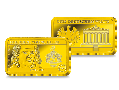 Premium Feingoldbarren in 1/100 Unze: Friedrich von Schiller