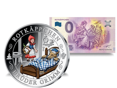 Set "Rotkäppchen" aus Silberprägung und 0-Euro-Banknote