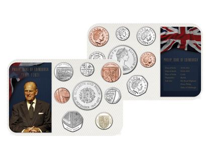 Kursmünzensatz + Gedenkmünze: Zu Ehren von Prinz Philip