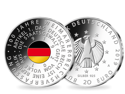 Deutschlands erste Farbmünze: 20-Euro-Gedenkmünze 2019 "100 Jahre Weimarer Reichsverfassung"