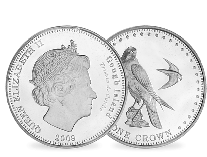 Die schönsten Tiermünzen der Welt: 1 Crown Gough Island "Wanderfalke"