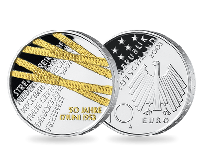 Die 10-Euro-Münze „50 Jahre Volksaufstand“ mit Feingold-Veredelung!
