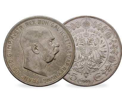 Österreich 5 Kronen 1909 Franz Joseph I. / Glatze (Typ Schwartz)