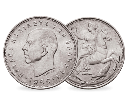 20 Drachmen Mondgöttin Selene − Paul I., 20 Drachmen Silber 1960