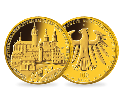Der GOLD-EURO 2017: 100-Euro-Gold-Gedenkmünze "UNESCO-Welterbe Luthergedenkstätten"