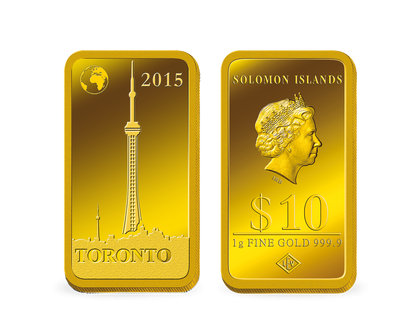 Gold-Barrenmünze - "Toronto - CN-Tower"