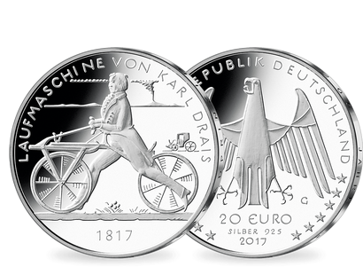 Die deutsche 20-Euro-Silber-Gedenkmünze "200 Jahre Erfindung des Fahrrads"!