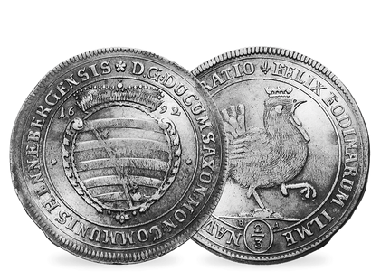 Der Gulden mit der Henne − Henneberg, 2/3 Taler 1691-1694