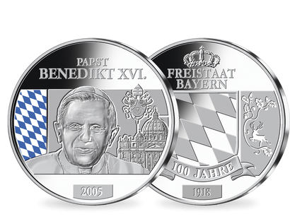 Gedenkprägung in edlem Silber "Papst Benedikt XVI."