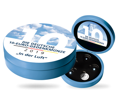 LED-Kassette für alle 5 Prägezeichen 10 Euro 'In der Luft' 2019 (ohne Inhalt)