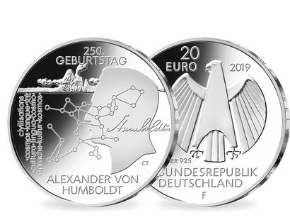 20-Euro-Silbergedenkmünze 2019 "250. Geburtstag Alexander von Humboldt“ 