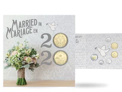 Cadeau idéal ! La carte-monnaie avec 6 monnaies «Cadeau de mariage» Canada 2020