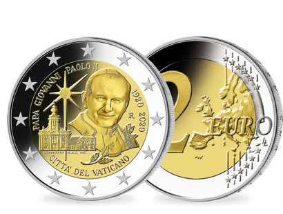 Monnaie de 2 Euros commémorative « 100ème anniversaire du pape Jean-Paul II » Vatican 2020 