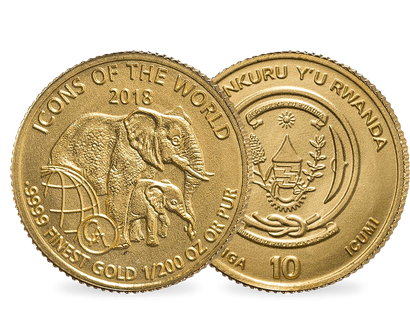 Ruanda 2018 Gold-Gedenkmünze "Somalia Elefant"