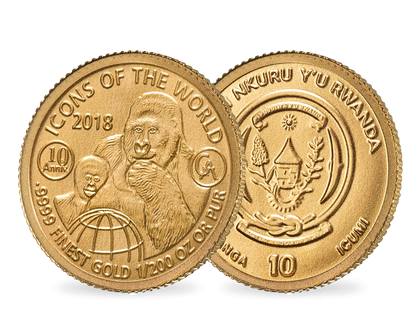 Ruanda 2018 Gold-Gedenkmünze "Berggorilla"