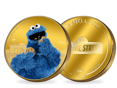 Half-Dollar-Gedenkmünze "Cookie Monster" mit 24-Karat-Feingold-Veredelung