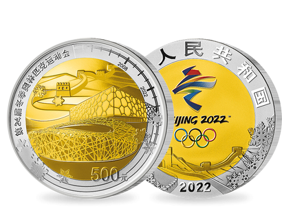 China – die erste Bi-Edelmetall-Münze aus Gold und Silber zu Peking 2022!