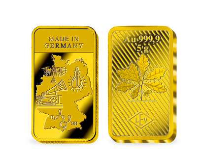 Der Gedenkbarren „Made in Germany“ aus 5 Gramm reinstem Gold!