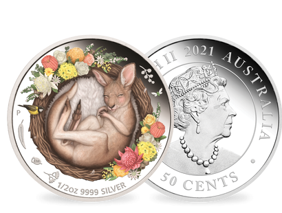 Australien 2021: Silbermünze „Schlafendes Känguru“