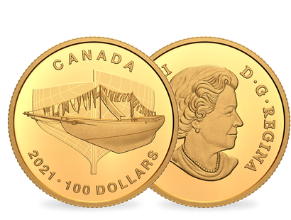 Kanada 2021: Goldmünze "100. Geburtstag der Bluenose"