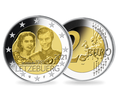 Luxemburg 2021: 2 Euro-Gedenkmünze "40. Hochzeitstag Großherzog Henri"/F.		
