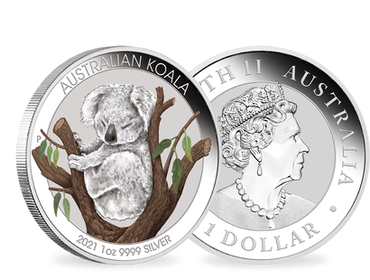 Australien 2021: Colorierte Silbermünze "Schlafender Koala"!