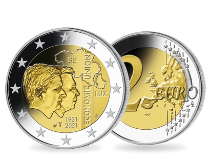 Belgien 2021: 2-Euro-Gedenkmünze "100 Jahre Wirtschaftsunion Luxemburg"